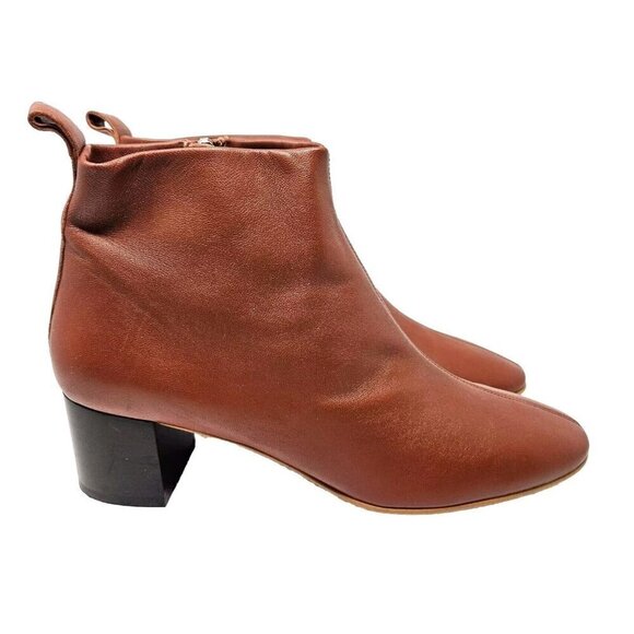 Everlane The Day Boot Ankle Booties Brown Women’s Size 9.5 Leather Block Heel - Picture 1 of 13